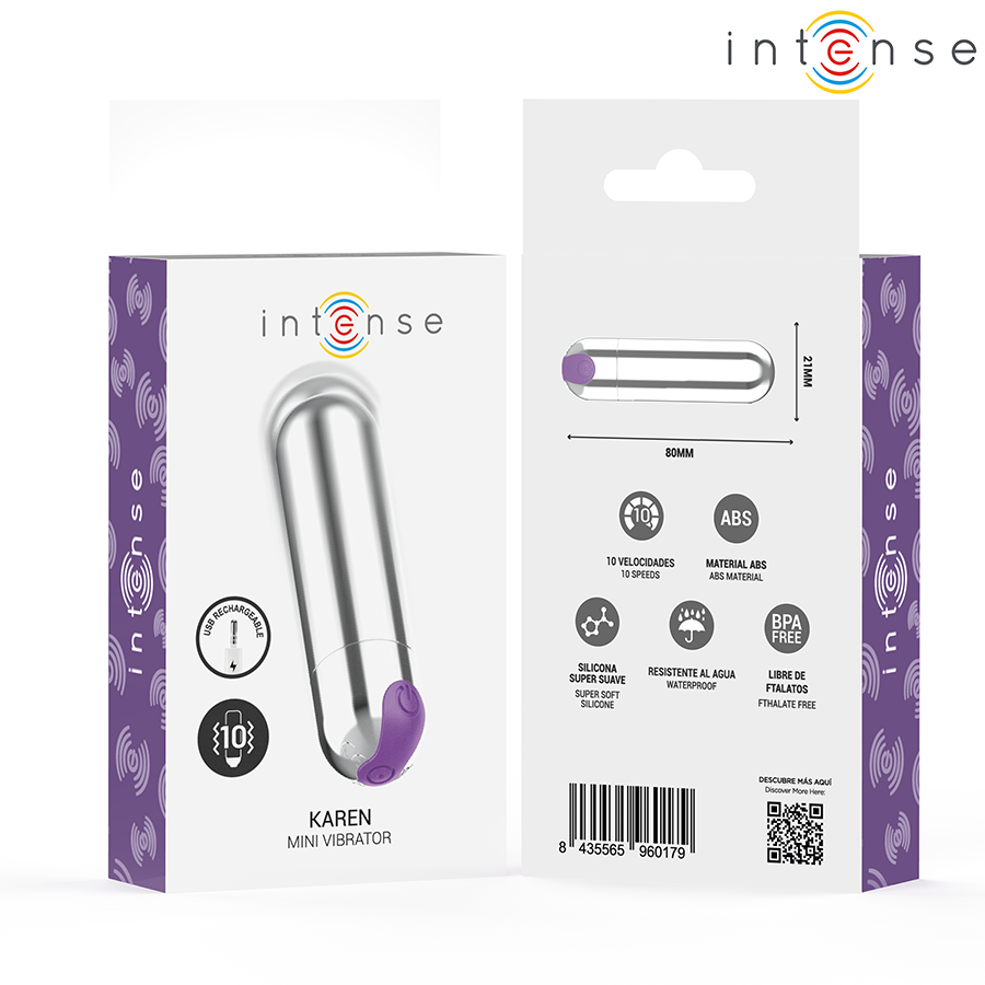 INTENSE - KAREN MINI BALA VIBRADORA 10 MODOS RECARGABLE