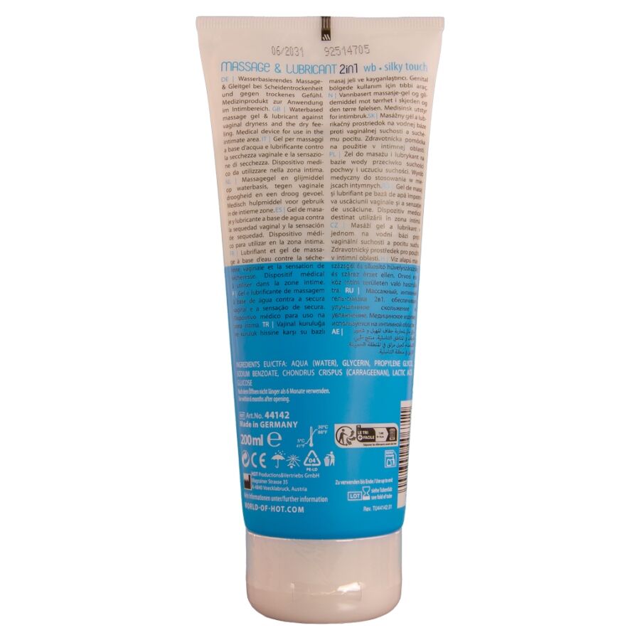 HOT - GEL DE MASSAGEM E LUBRIFICANTE 2 EM 1 TOQUE DE SEDA 200 ML