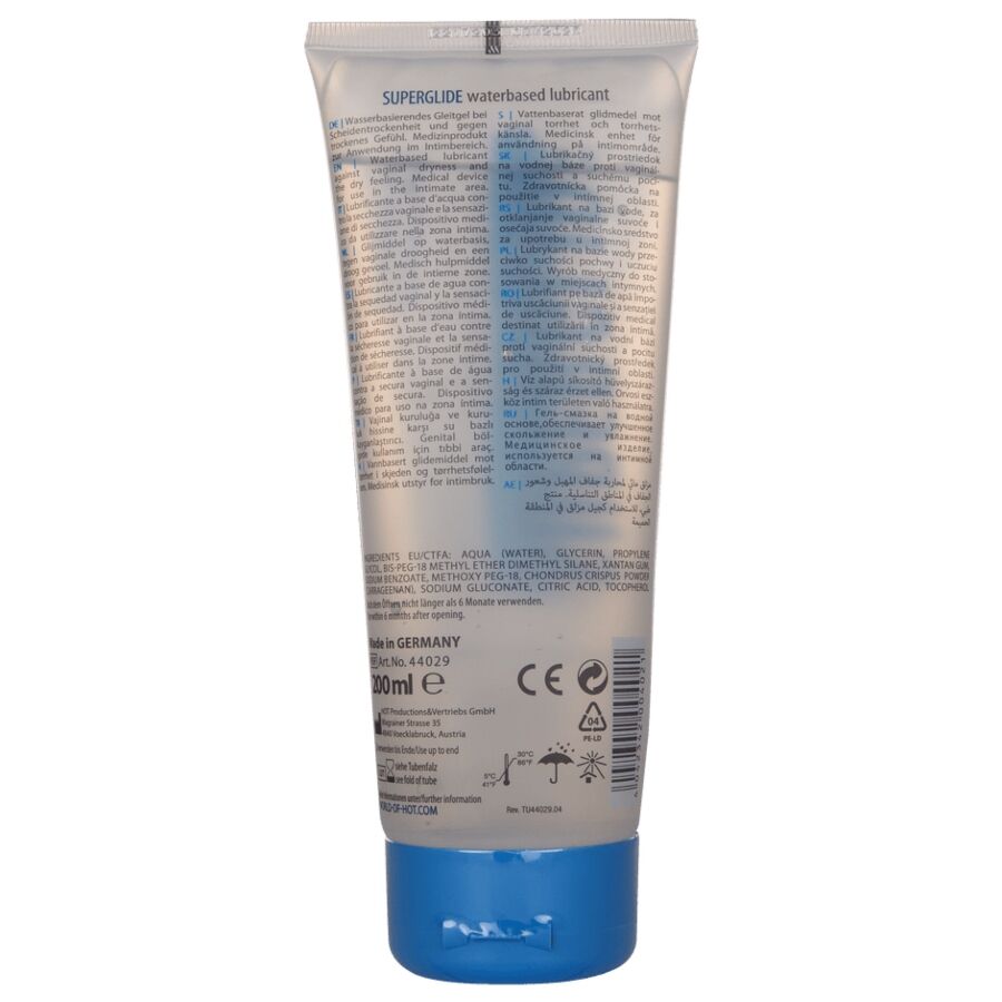 HOT - SUPERGLIDE LIQUID PLEASURE LUBRIFICANTE BASE ÁGUA 200 ML