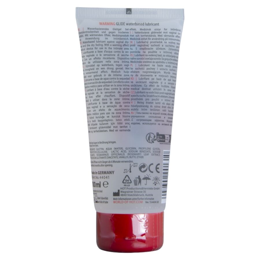 HOT - WARMING GLIDE LIQUID PLEASURE LUBRICANTE BASE AGUA EFECTO CALOR 100 ML
