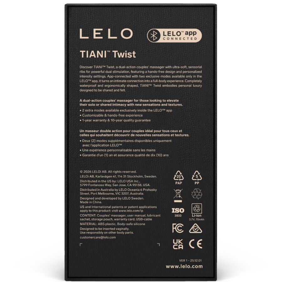 LELO - TIANI TWIST VIBRADOR PARA PAREJAS LAVANDA