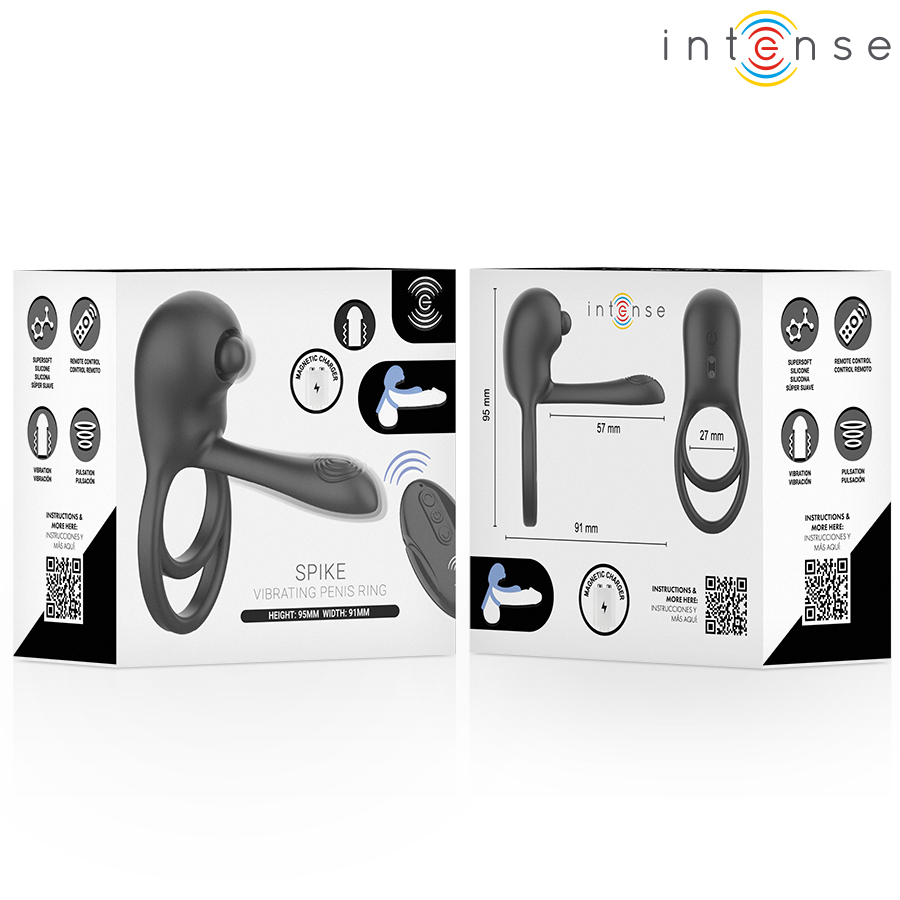 INTENSE - SPIKE ANEL VIBRADOR PARA PÉNIS COM COMANDO À DISTÂNCIA