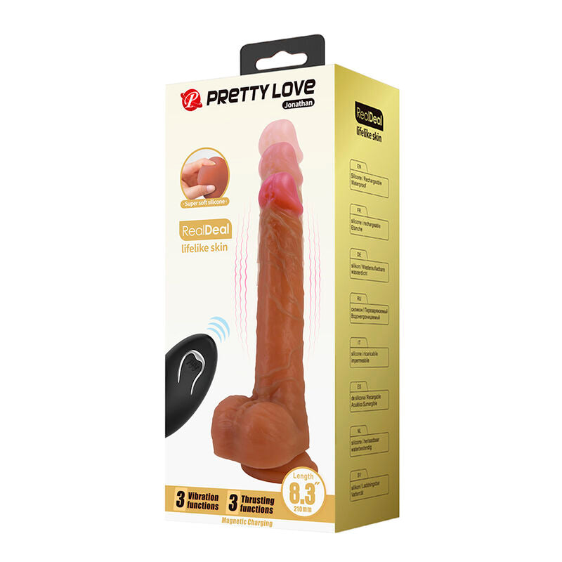 PRETTY LOVE - JONATHAN VIBRADOR REALISTA COM IMPULSO CASTANHO CONTROLO REMOTO