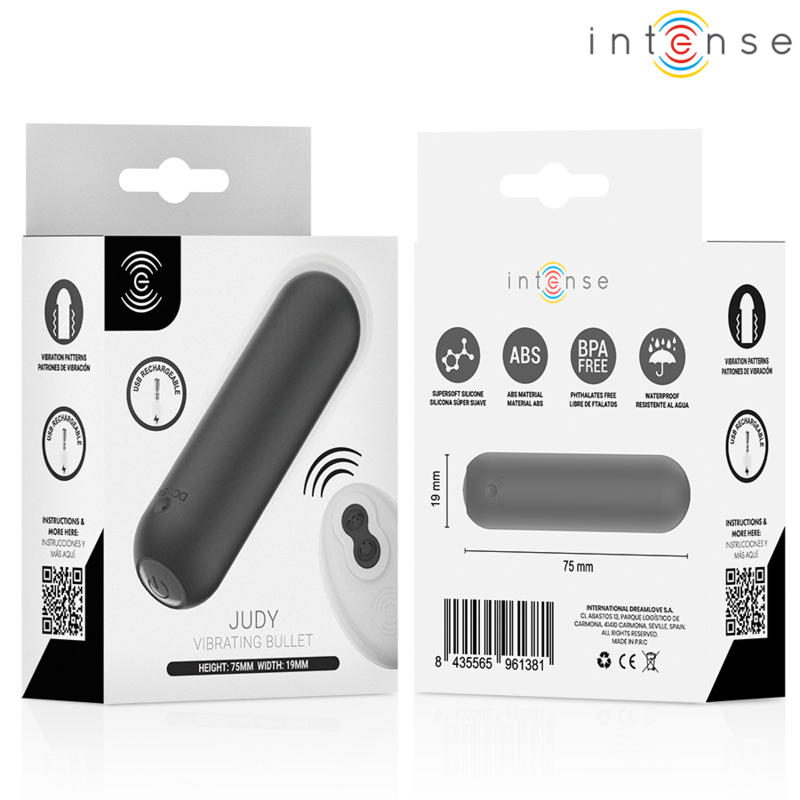 INTENSE - JUDY BALA VIBRADORA RECARGABLE CON CONTROL REMOTO NEGRO