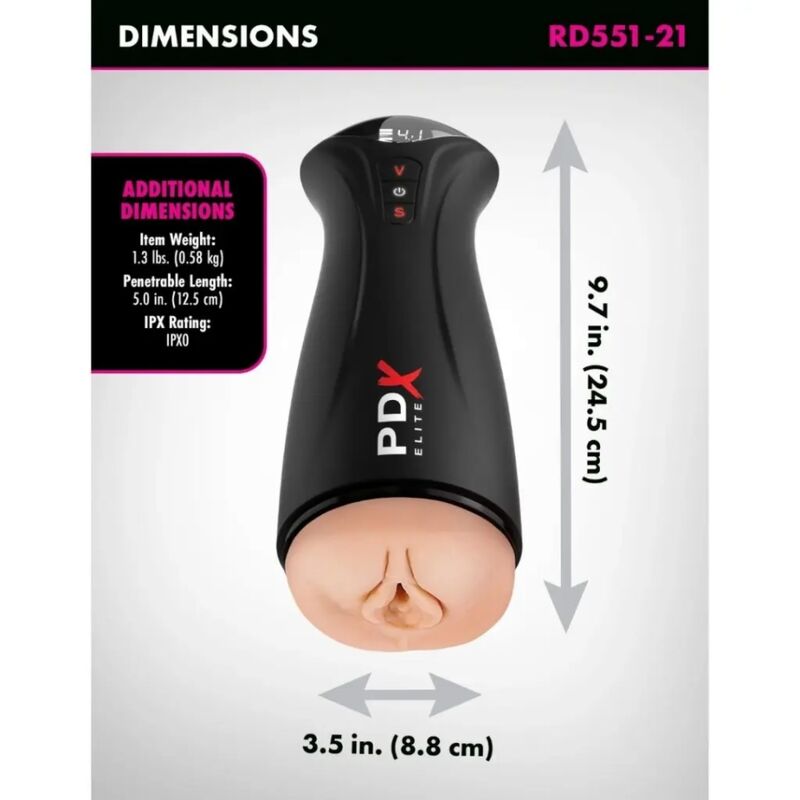 PDX ELITE - INTERMITTENT SUCTION AND VIBRATION MASTURBATOR FAP-GASM
