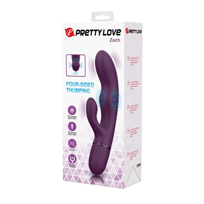 PRETTY LOVE - ZACH VIBRADOR RABBIT RECARGABLE CON EMPUJE 5+5 FUNCIONES