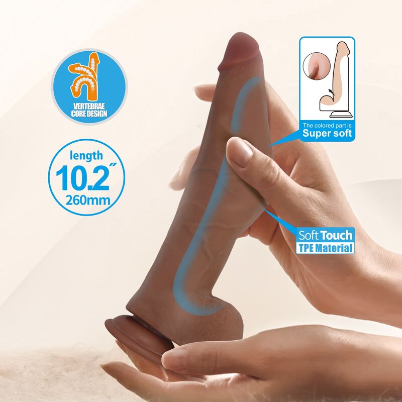 PRETTY LOVE - ULRIC DILDO REALISTA FLEXÍVEL 26 CM Ø 5,5 CM TPE CASTANHO