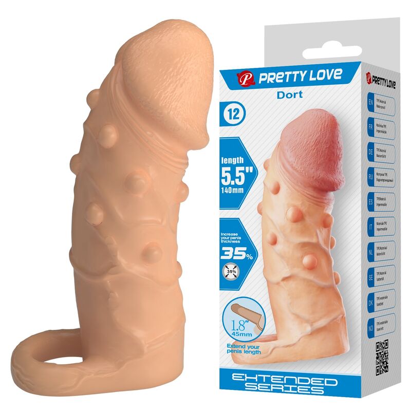 PRETTY LOVE - DORT BAINHA EXTENSORA PARA PÉNIS 14 CM Ø 4 CM COR NATURAL