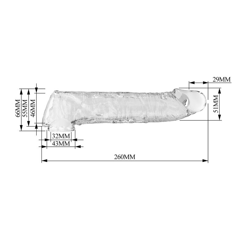 PRETTY LOVE - MANGA EXTENSORA PARA PÉNIS AJUSTÁVEL 26 CM Ø 4 CM COR TRANSPARENTE