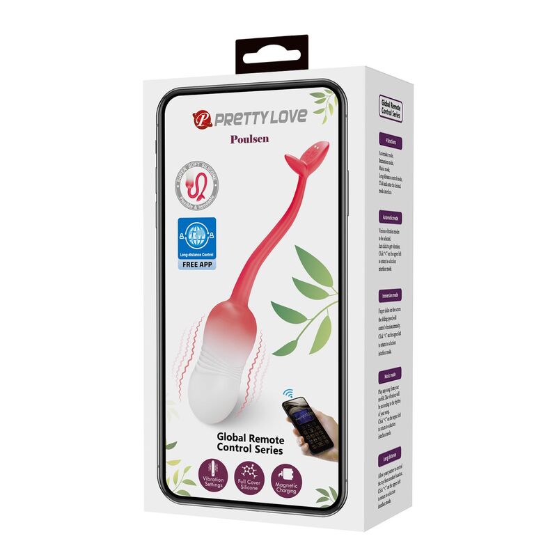 PRETTY LOVE - OVO VIBRADOR PULSEN CONTROLO POR APP 12 FUNÇÕES RECARREGÁVEL USB ROSA