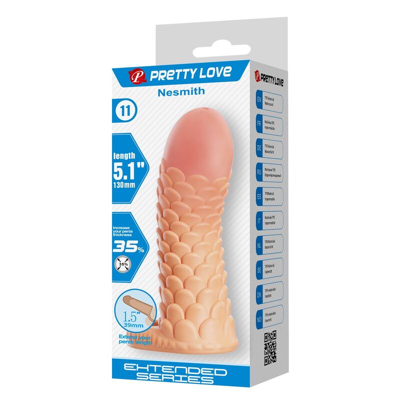 PRETTY LOVE - NESMITH MANGA EXTENSORA PARA PÉNIS 13 CM Ø 3,8 CM COR NATURAL