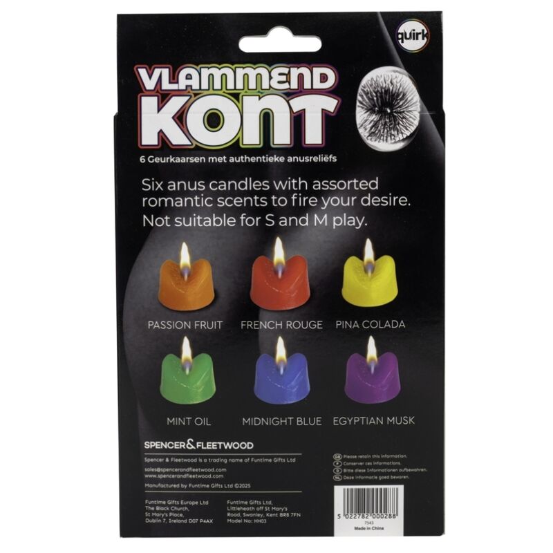 SPENCER & FLEETWOOD - BLAZING BOOTY ANUS CANDLES VELAS CON FORMA DE ANO PARA FIESTAS