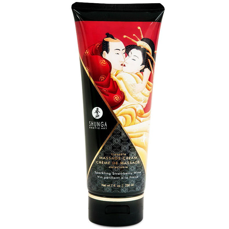 SHUNGA - CREME DE MASSAGEM MORANGOS E CAVA 200 ML