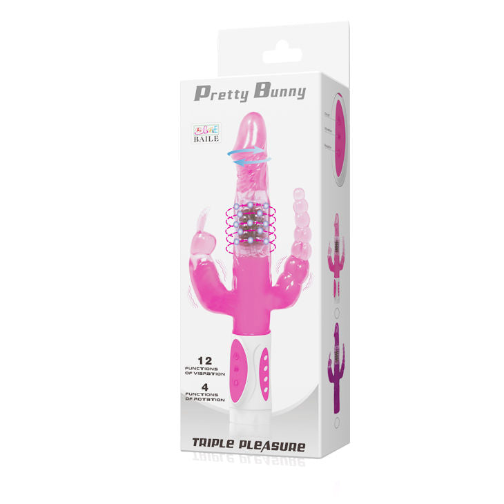 BAILE - PRETTY BUNNY TRIPLE VIBRADOR ROTATIVO