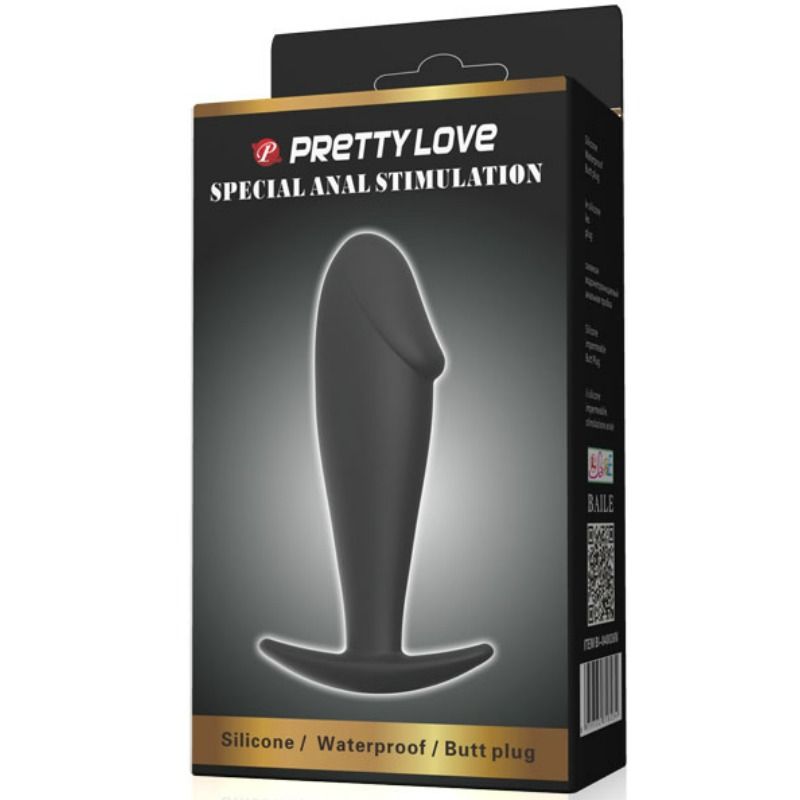 PRETTY LOVE - PLUG ANAL SILICONE FORMATO PÉNIS PRETO