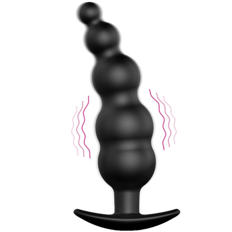 PRETTY LOVE - SILICONE ANAL PLUG WITH EXTRA STIMULATION AND 12 VIBRATION MODES, BLACK, REMOTE CONTROL