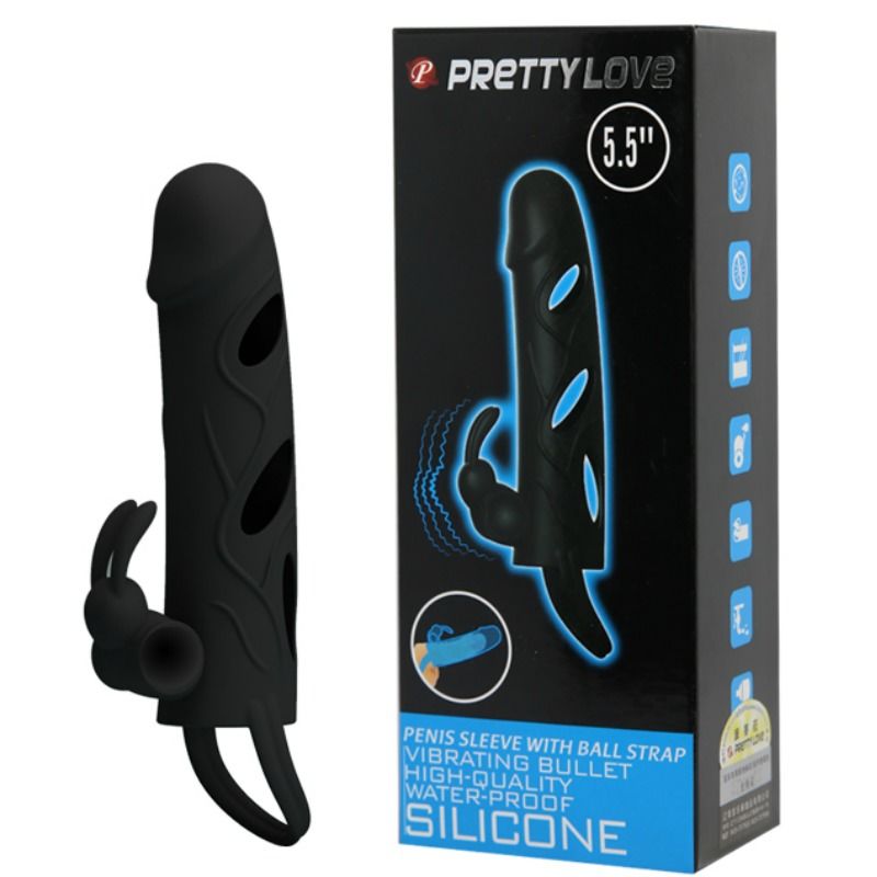 PRETTY LOVE - VIBRATING SILICONE SLEEVE 14 CM 1.0