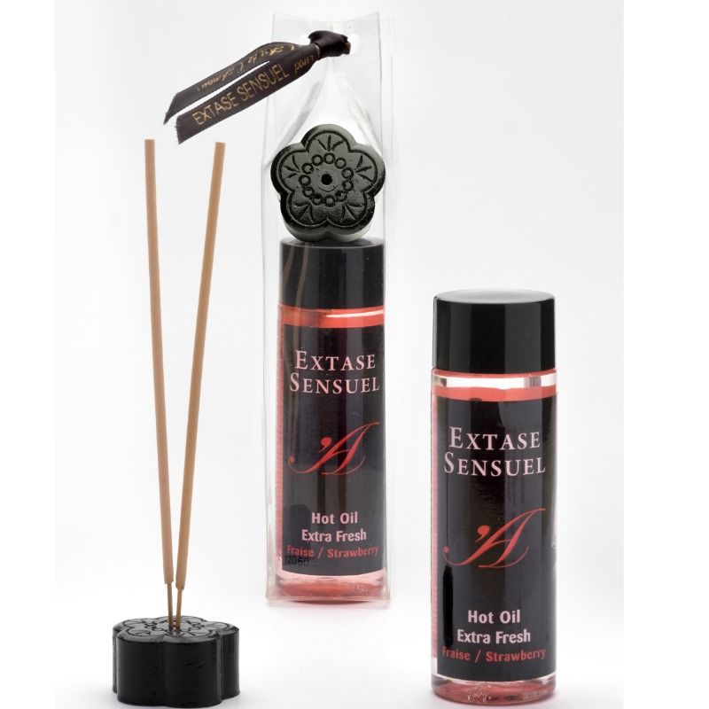 ÊXTASE SENSUAL - ÓLEO DE MASSAGEM EFEITO EXTRA FRESCO MORANGO 100 ML
