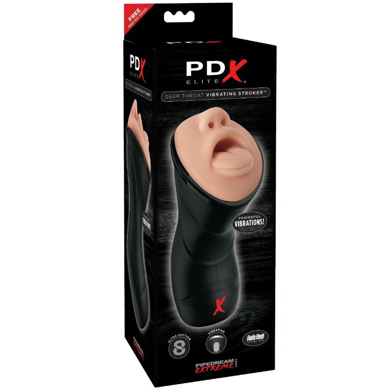 PDX Elite - Stroker realista de gola profunda amb vibració