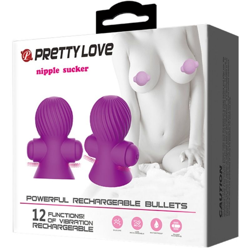 PRETTY LOVE - ESTIMULADORES DE MAMILOS 12 MODOS VIBRAÇÃO LILÁS