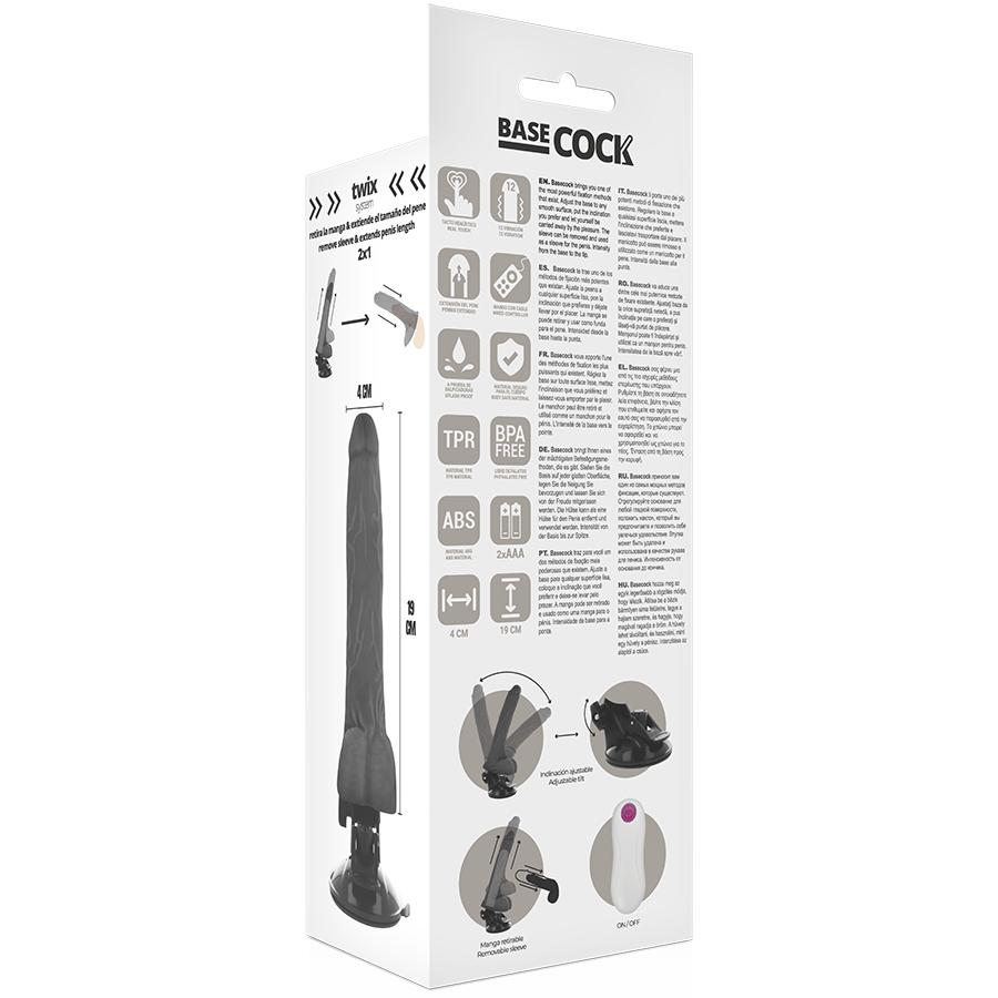 BASECOCK - VIBRADOR REALÍSTICO CONTROL REMOTO NATURAL 19 CM -O- 4 CM