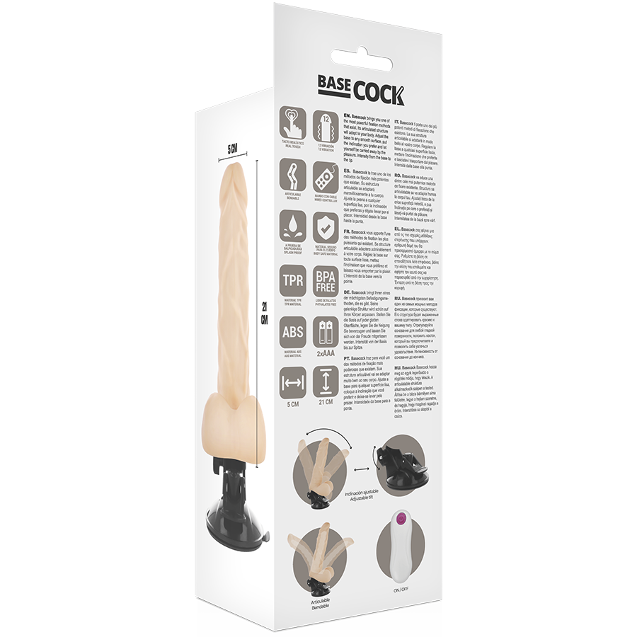 BASECOCK - ARTICULABLE REALISTIC VIBRATOR NATURAL REMOTE CONTROL 21 CM -OR- 5 CM