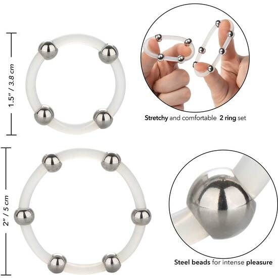 CALEXOTICS - 2-PIECE KIT SILICONE RING WITH STEEL BEADS