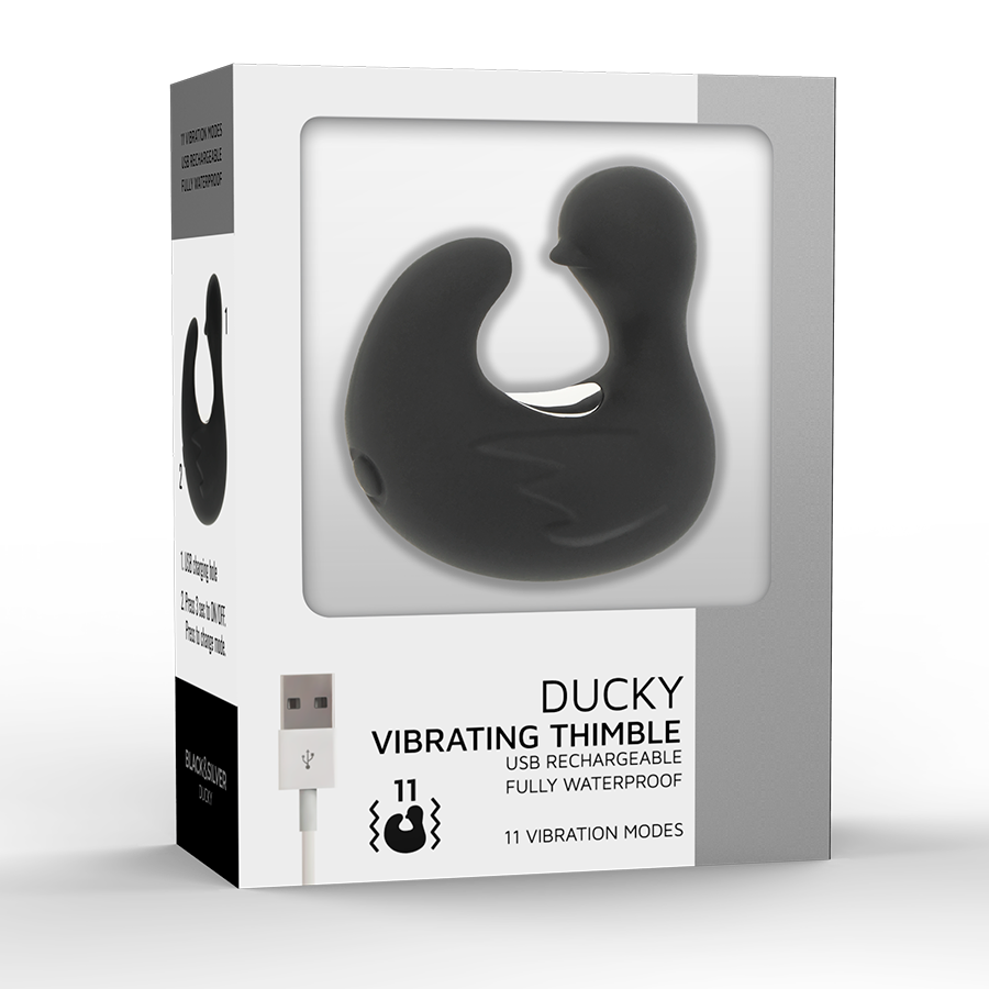 BLACK&SILVER - DUCKYMANIA RECHARGEABLE SILICONE STIMULATING THIMBLE