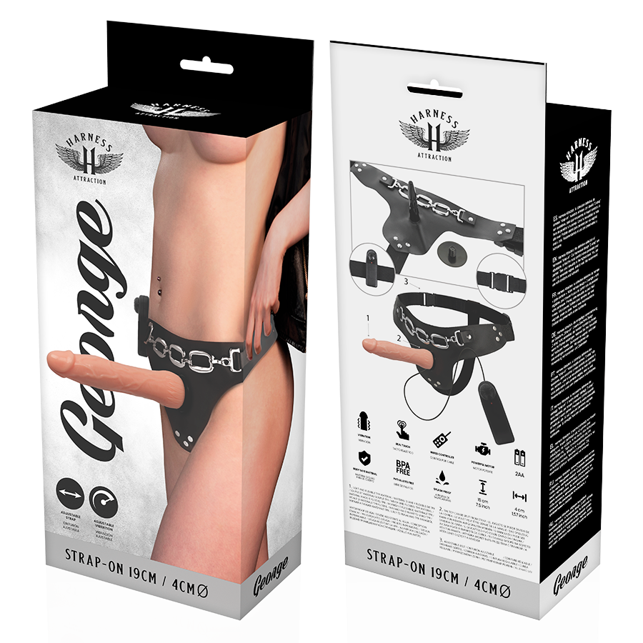 HARNESS ATTRACTION - ARNÉS GEORGE REALÍSTICO VIBRADOR 19 CM -O- 4 CM