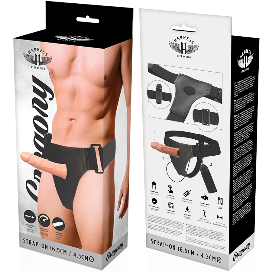 HARNESS ATTRACTION - ARNÉS HUECO GREGORY CON VIBRADOR 16.5 CM -O- 4.3 CM