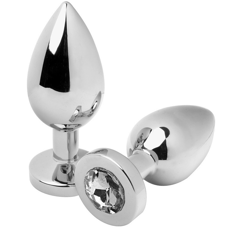 METAL HARD - ANAL PLUG DIAMOND TRANSPARENTE MÉDIO 7.62CM