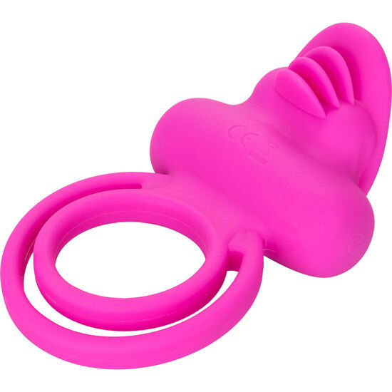 CALEXOTICS - DUAL CLIT FLICKER ENHANCER DOUBLE PINK SILICONE VIBRATING RING