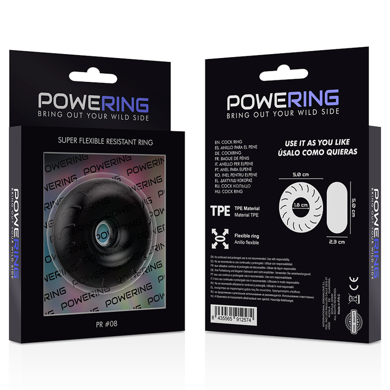 Alimentació: anell de penis super flexible i resistent 5cm pr08 negre