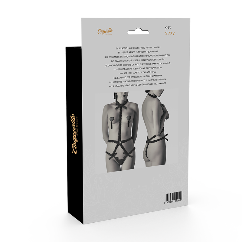 COQUETTE CHIC DESIRE - CONJUNTO DE LINGERIE COM CAPAS PARA MAMILOS DE LUXO