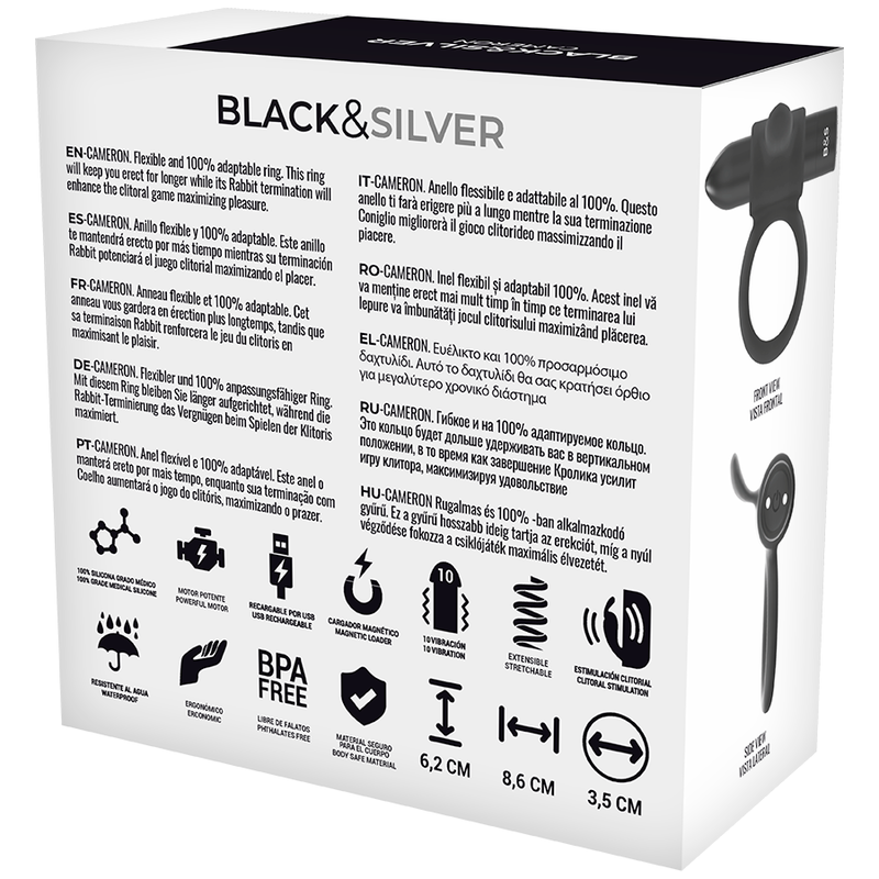 BLACK&SILVER - CAMERON ANEL RECARREGÁVEL PRETO
