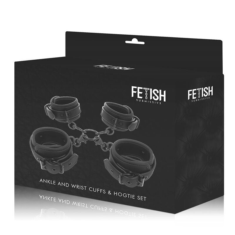 FETISH SUBMISSIVE - WRIST AND ANKLE CUFF SET WITH NEOPRENE LINING