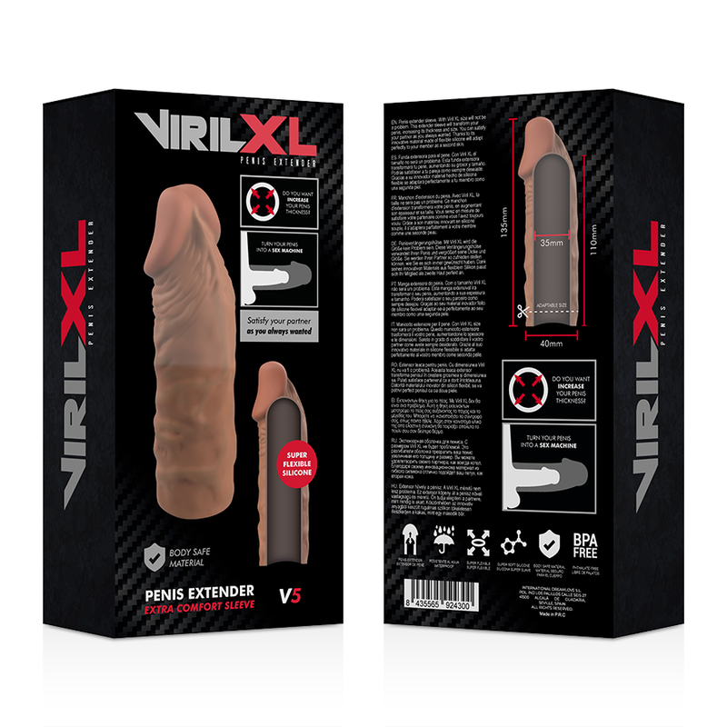 VIRILXL - EXTENSÃO DE PÉNIS LIQUID SILICONE V5 CASTANHO