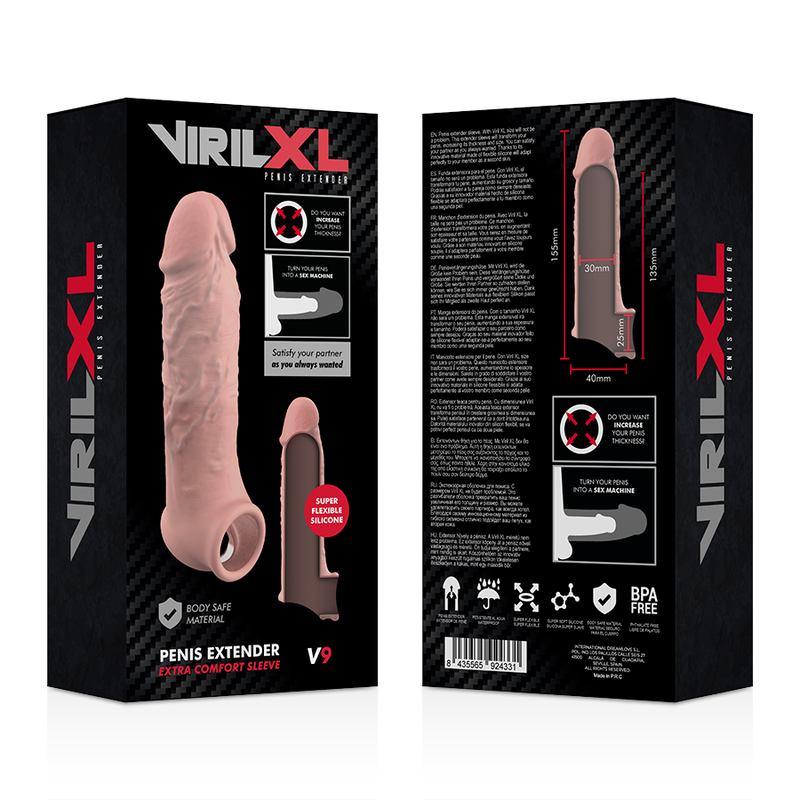 VIRILXL - EXTENSÃO DE PÉNIS EM SILICONE LÍQUIDO V9 NATURAL