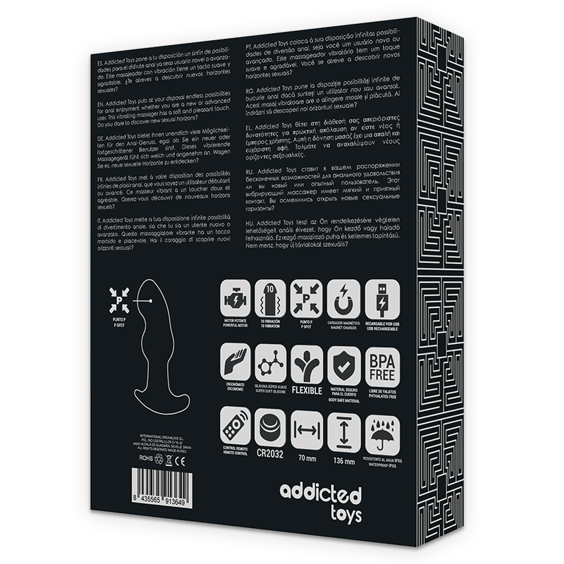 ADDICTED TOYS - CONTROL REMOTO PLUG ANAL P-SPOT NEGRO