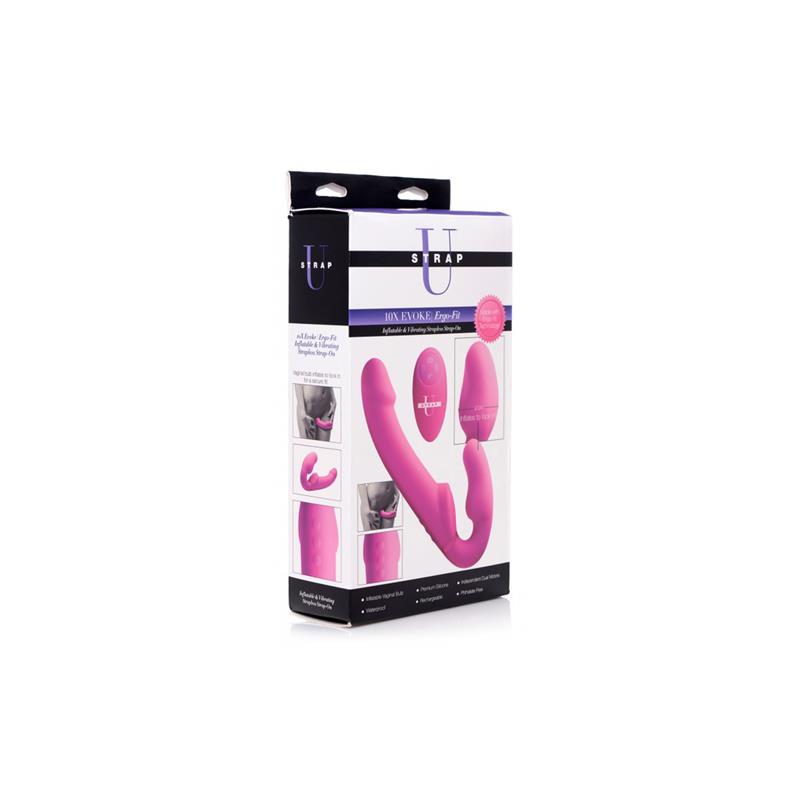 STRAP U - INFLATABLE VIBRADOR DOBLE FUNCION INFLABLE CONTROL REMOTO ROSA