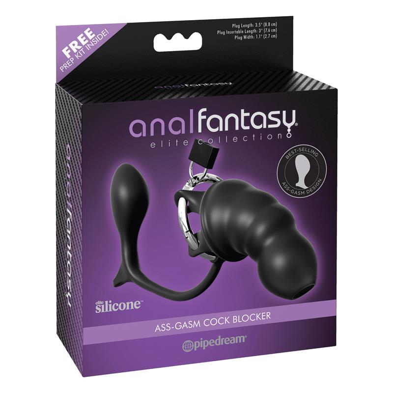 ANAL FANTASY ELITE - JAULA Y ESTIMULDAOR ANAL SILCONA COCK BLOCKER