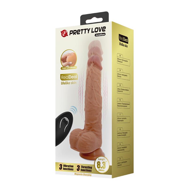 PRETTYLOVE - JONATHAN DILDO CON VIBRACIÓN Y EMPUJE CONTROL REMORO