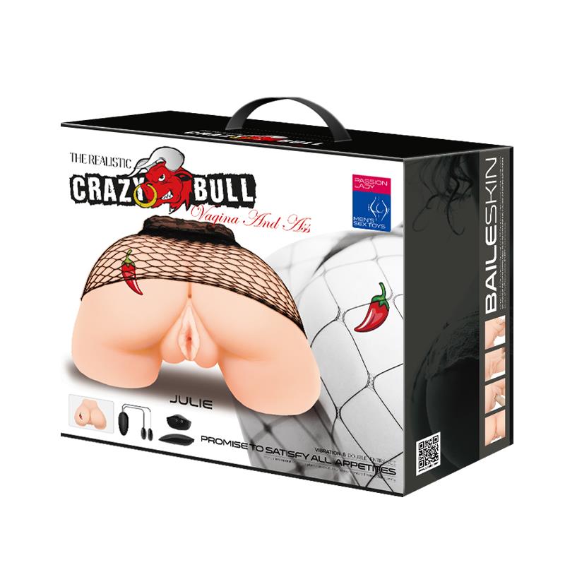 CRAZY BULL - VAGINA Y ANO CON MALLA REALISTA CON VIBRACIÓN