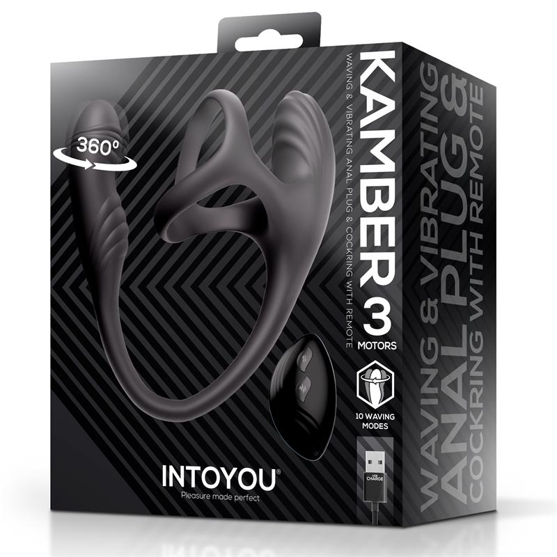 INTOYOU - KAMBER PLUG ANAL VIBRACIÓN Y WAVING 360º Y ESTIMULADOR TESTÍCULOS