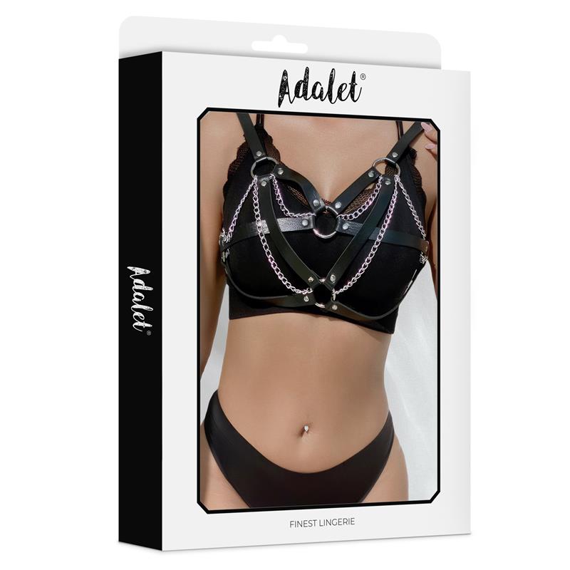 ADALET LINGERIE - KARINA TOP CUERO VEGANO CON CADENAS TALLA ÚNICA