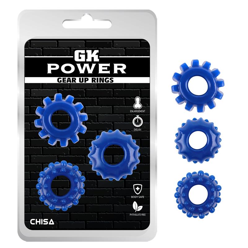 CHISA - KIT 3 ANILLOS PENE GEAR UP AZUL