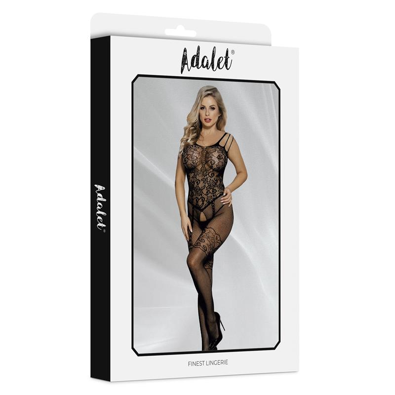 ADALET LINGERIE - LANA BODYSTOCKING ENTREPIERNA ABIERTA Y PATRÓN FLORAL