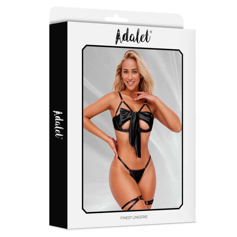 ADALET LINGERIE - LAUREN SET DE SUJETADOR CON LAZO, TANGA Y LIGAS