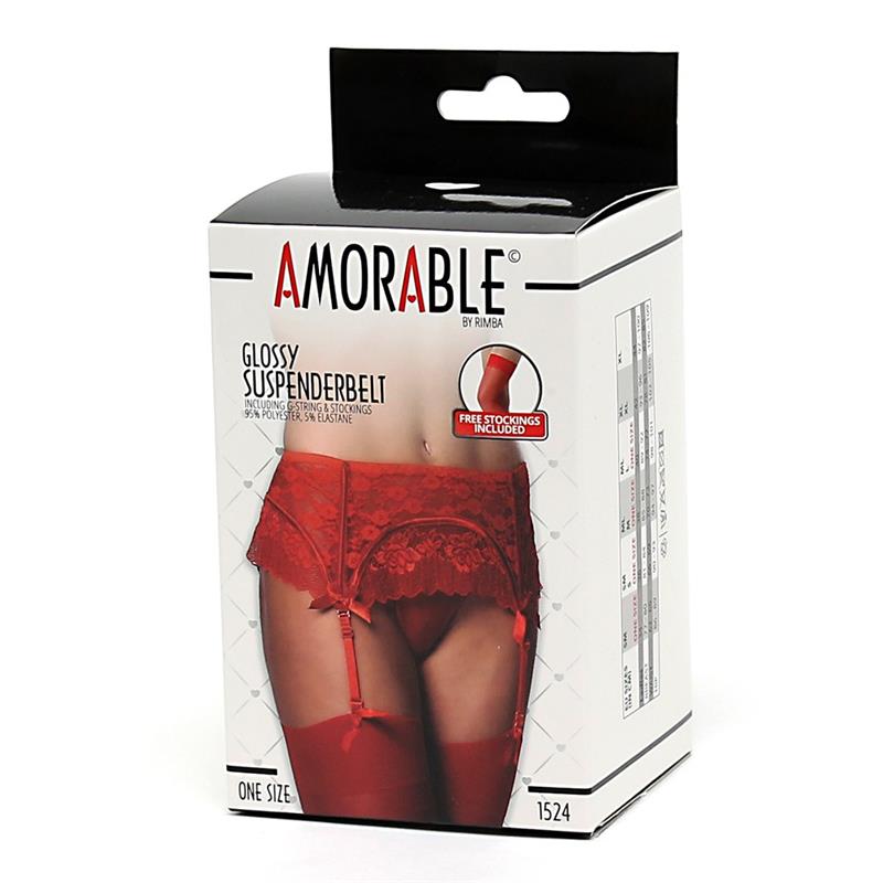 AMORABLE - LIGUERO CON TANGA Y MEDIAS ROJO