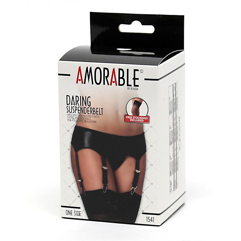 AMORABLE - LIGUERO WETLOOK CON BRAGUITAS Y MEDIAS